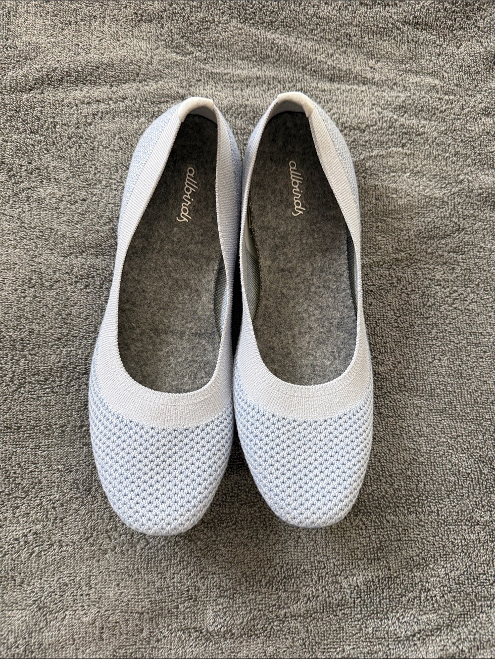 Allbirds Women's Light Blue/Gray Knit Ballet Flats